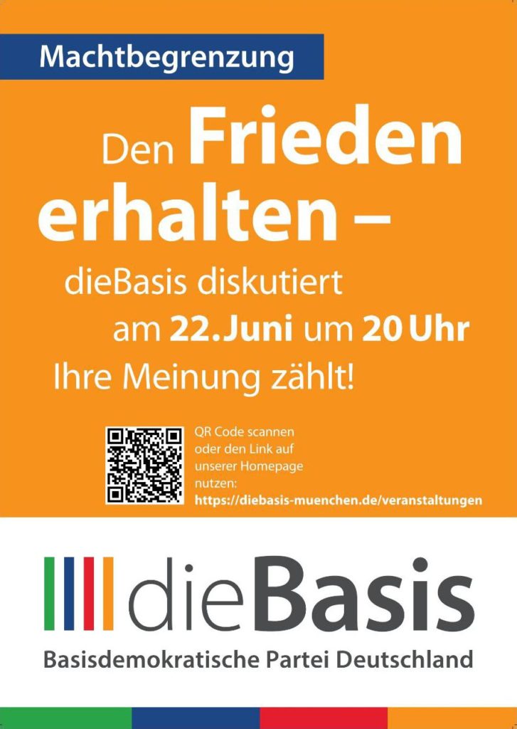 dieBasis - Plakat zur Online-Diskussion zum Thema: Den Frieden erhalten
